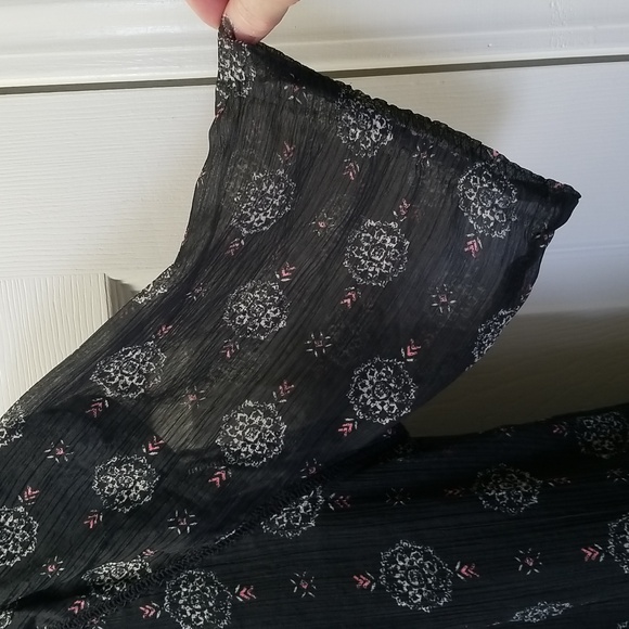 "Mudd" Size M Dark Navy Sheer Boho Top - Picture 6 of 12